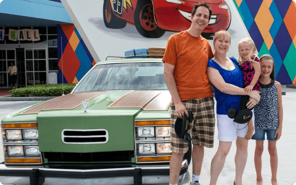 The Griswold family with the Truckster at Walt Disney World