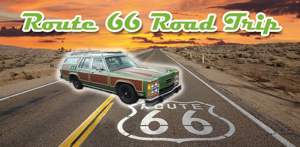 Vintage Route 66 highway banner and signage