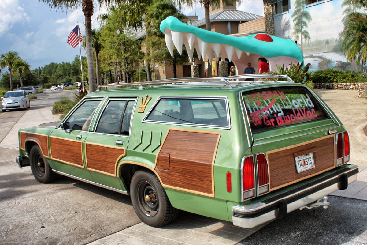 The Truckster in Florida with palm trees